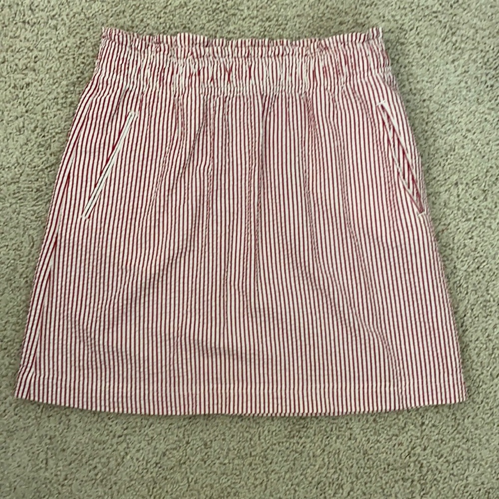 Lands End Canvas red/white seersucker skirt